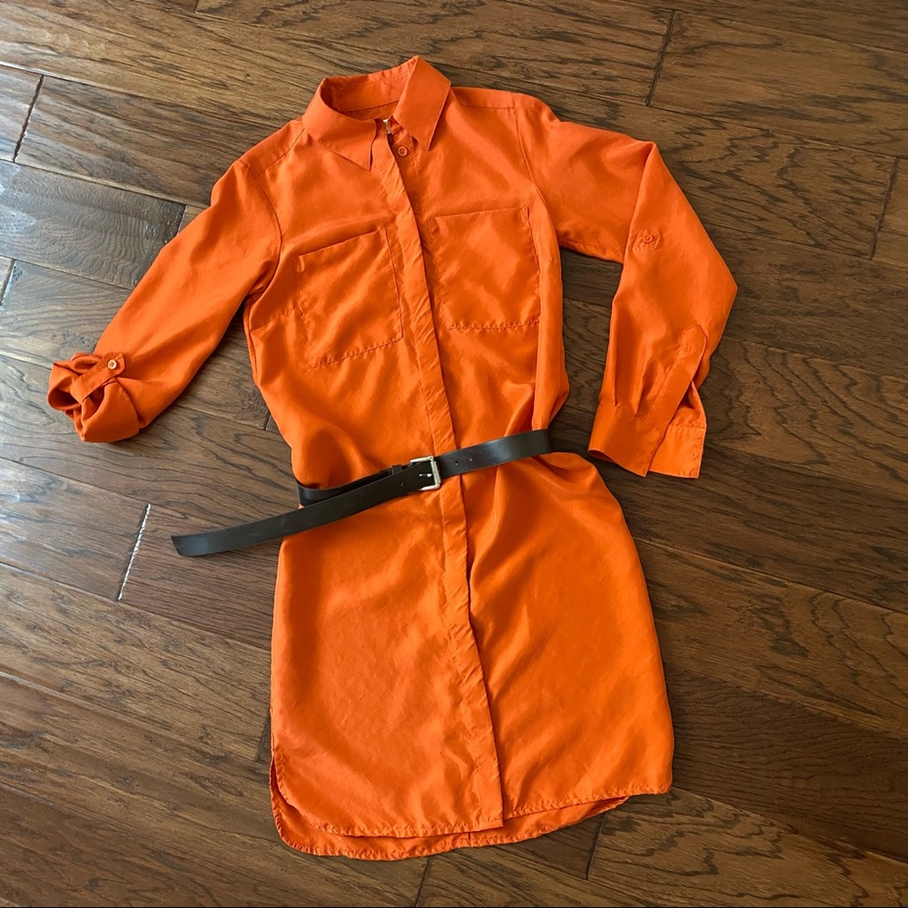 New. Michael Kors Silk Belted Shirt Dress